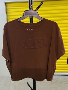Von Dutch Brown Embellished Logo Tee